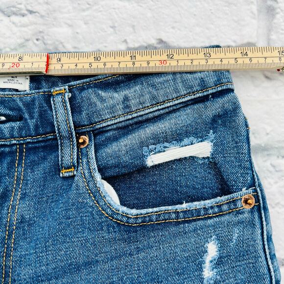 ABERCROMBIE & FITCH The Mom High Rise Jeans Size 2/26 Blue Distressed Denim - Picture 7 of 10